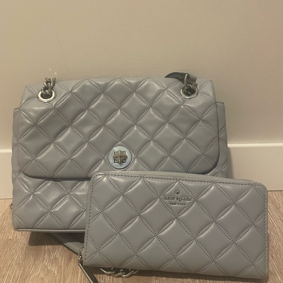 kate spade Quilted Leather Medium Chain Shoulder Bag in...